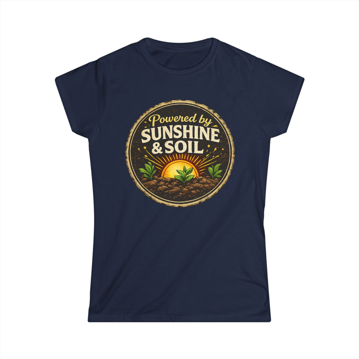 Powered by Sunshine & Soil  Vintage Garden Lovers Tee, Women's Softstyle Tee, Women’s Gardening Tee, Gardener Gift, Plant Lover T-Shirt, Garden Life Shirt