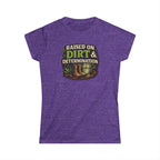Raised on Dirt & Determination Vintage Garden Lovers Tee, Women's Softstyle Tee, Women’s Gardening Tee, Gardener Gift, Plant Lover T-Shirt, Garden Life Shirt