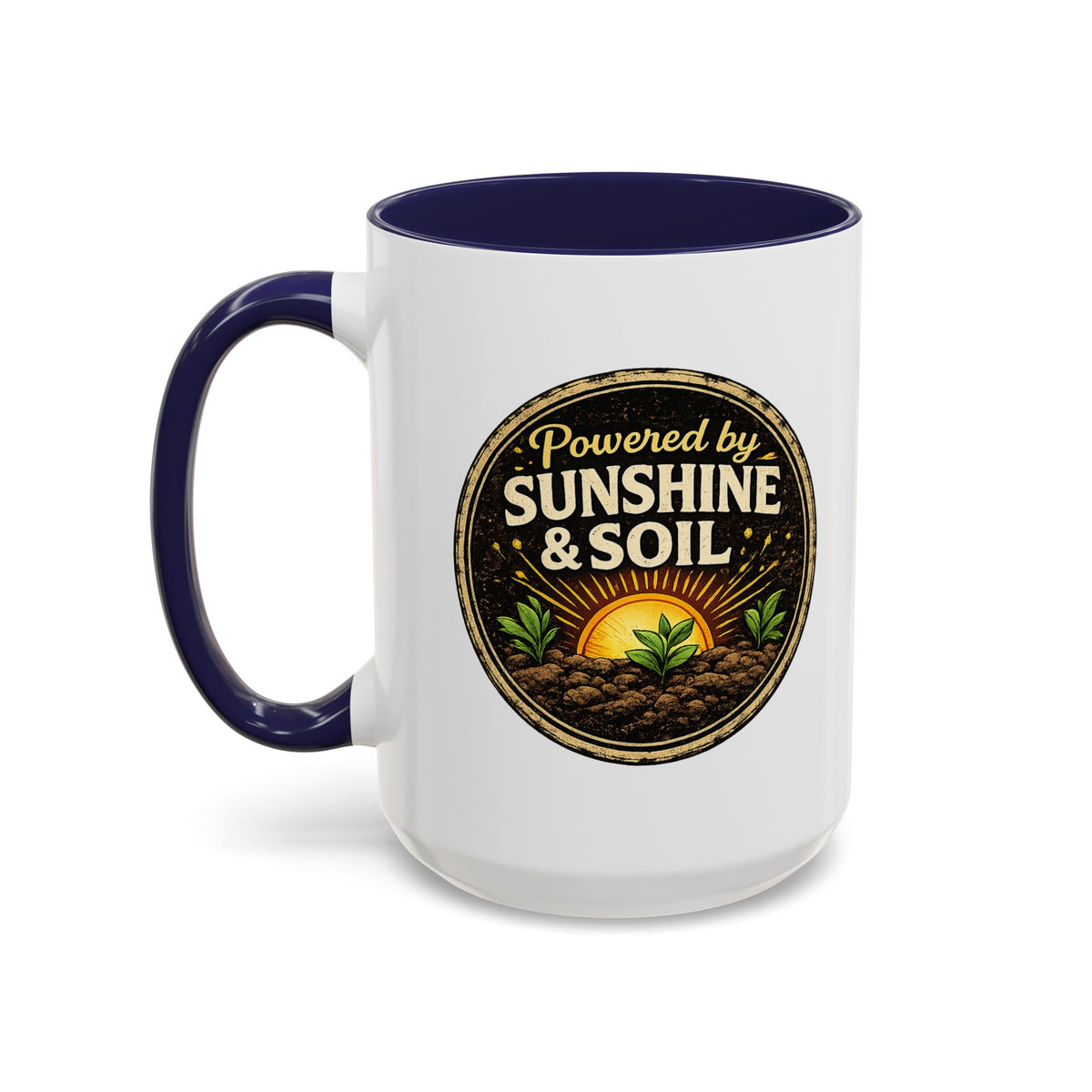 Powered by Sunshine & Soil Coffee Mug, Garden Lover Coffee Mug, Gardener Gift, Plant Lover Cup, Gardening Mug