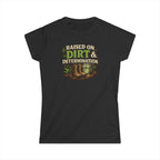 Raised on Dirt & Determination Vintage Garden Lovers Tee, Women's Softstyle Tee, Women’s Gardening Tee, Gardener Gift, Plant Lover T-Shirt, Garden Life Shirt