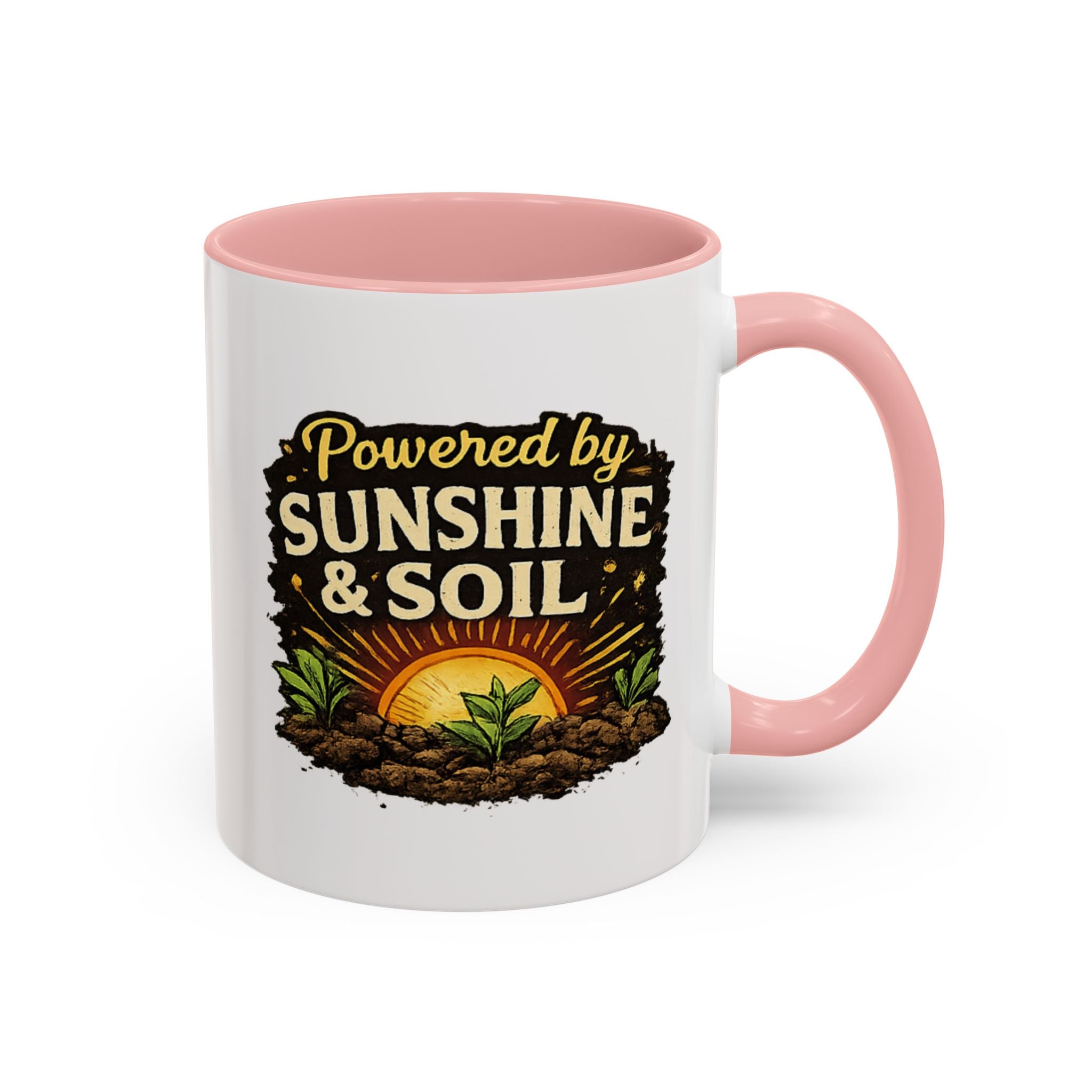 Powered by Sunshine & Soil Mug, Garden Lover Coffee Mug, Gardener Gift, Plant Lover Cup, Gardening Mug