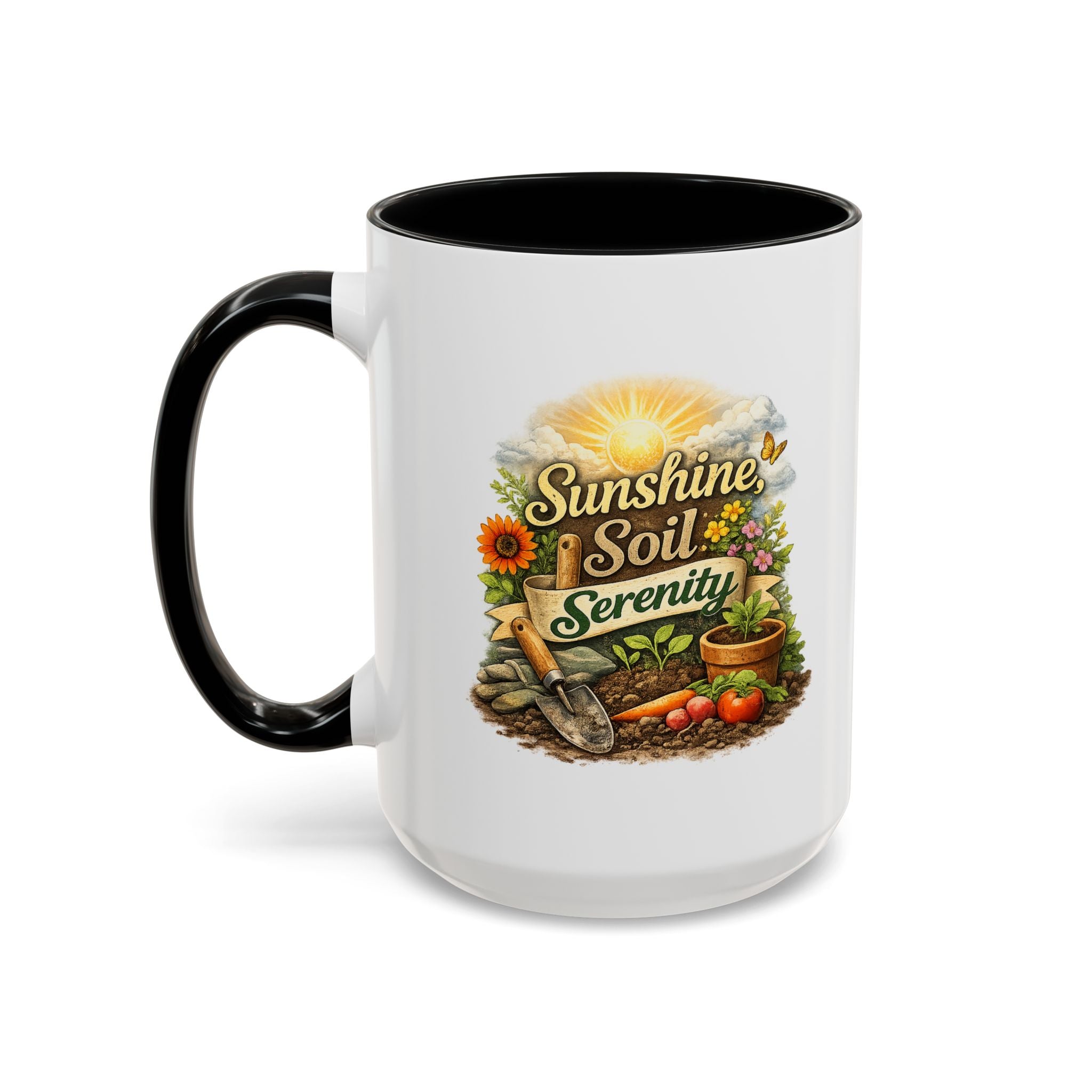 Sunshine Soil Serenity Coffee Mug — Garden Lover Coffee Mug, Gardener Gift, Plant Lover Cup, Gardening Mug