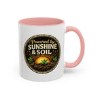 Powered by Sunshine & Soil Coffee Mug, Garden Lover Coffee Mug, Gardener Gift, Plant Lover Cup, Gardening Mug