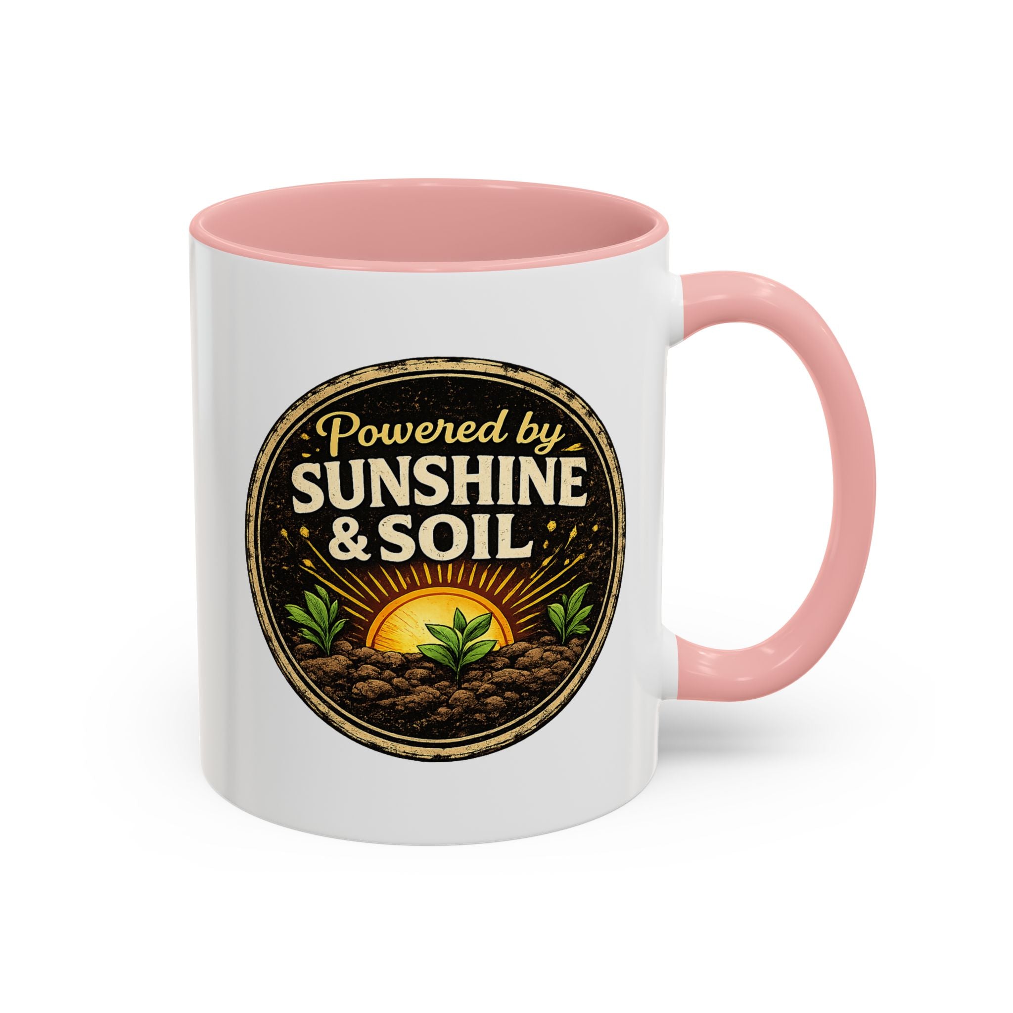 Powered by Sunshine & Soil Coffee Mug, Garden Lover Coffee Mug, Gardener Gift, Plant Lover Cup, Gardening Mug
