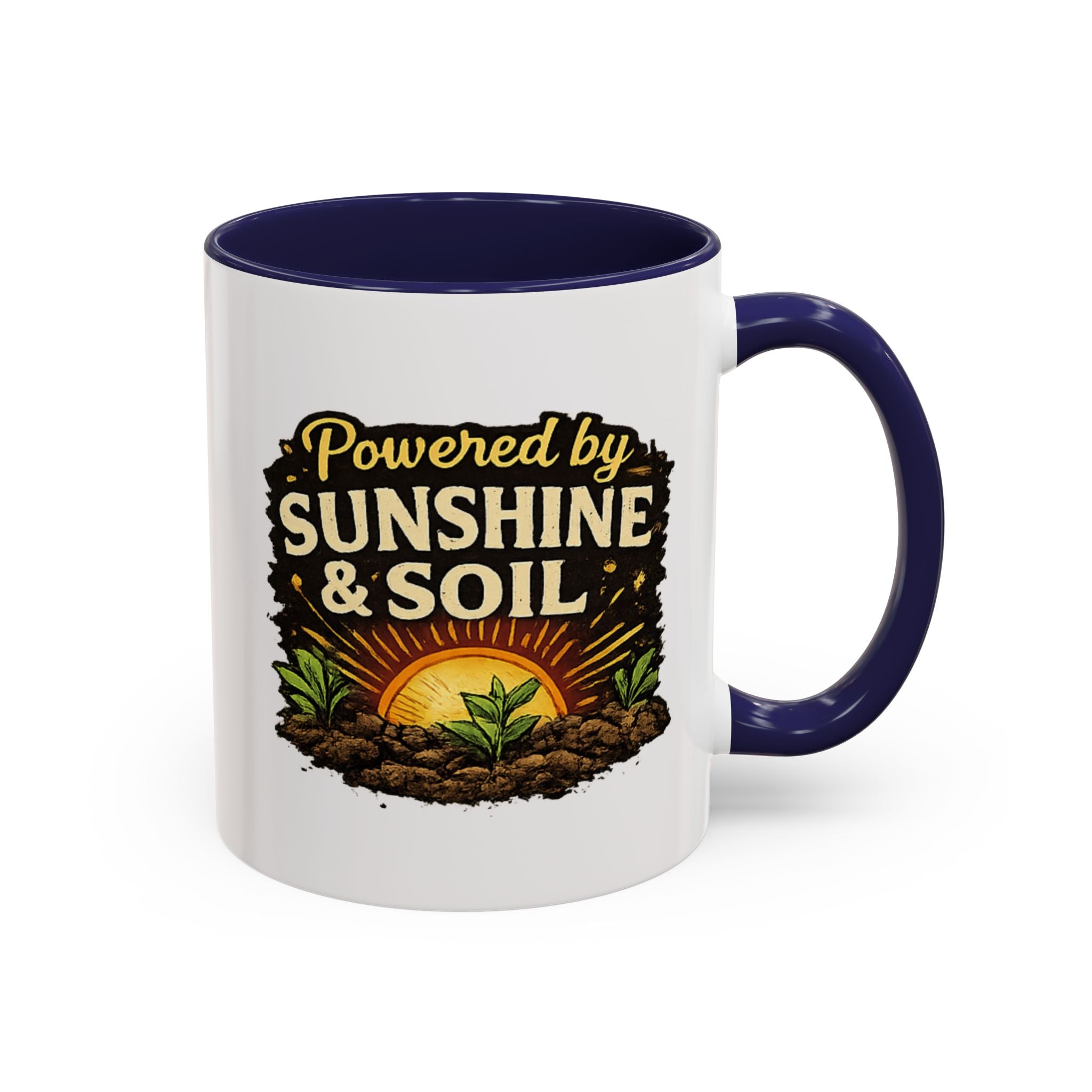 Powered by Sunshine & Soil Mug, Garden Lover Coffee Mug, Gardener Gift, Plant Lover Cup, Gardening Mug
