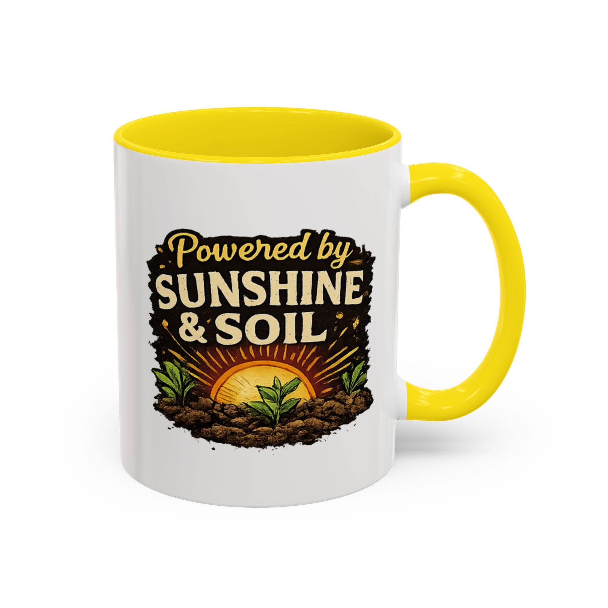 Powered by Sunshine & Soil Mug, Garden Lover Coffee Mug, Gardener Gift, Plant Lover Cup, Gardening Mug