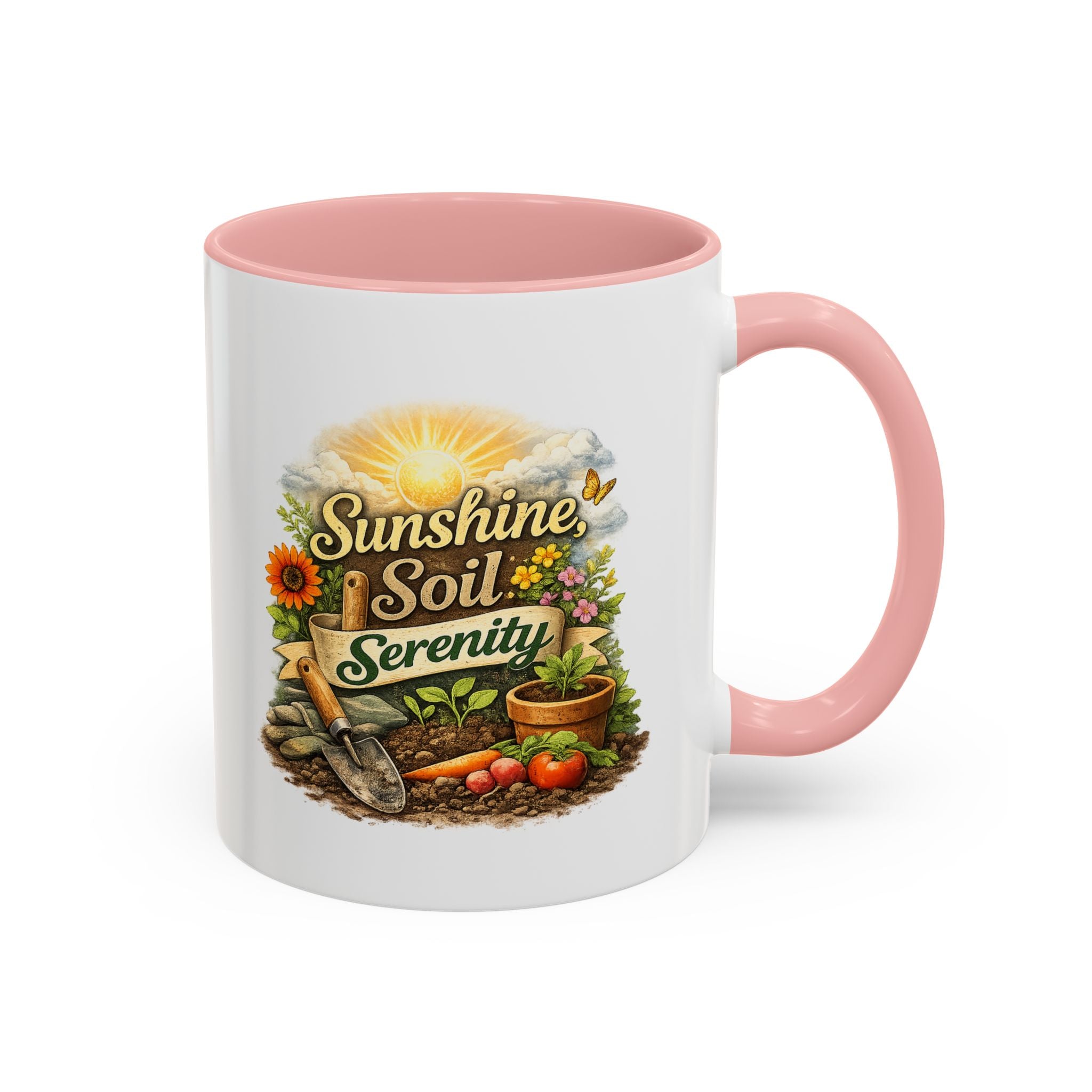 Sunshine Soil Serenity Coffee Mug — Garden Lover Coffee Mug, Gardener Gift, Plant Lover Cup, Gardening Mug