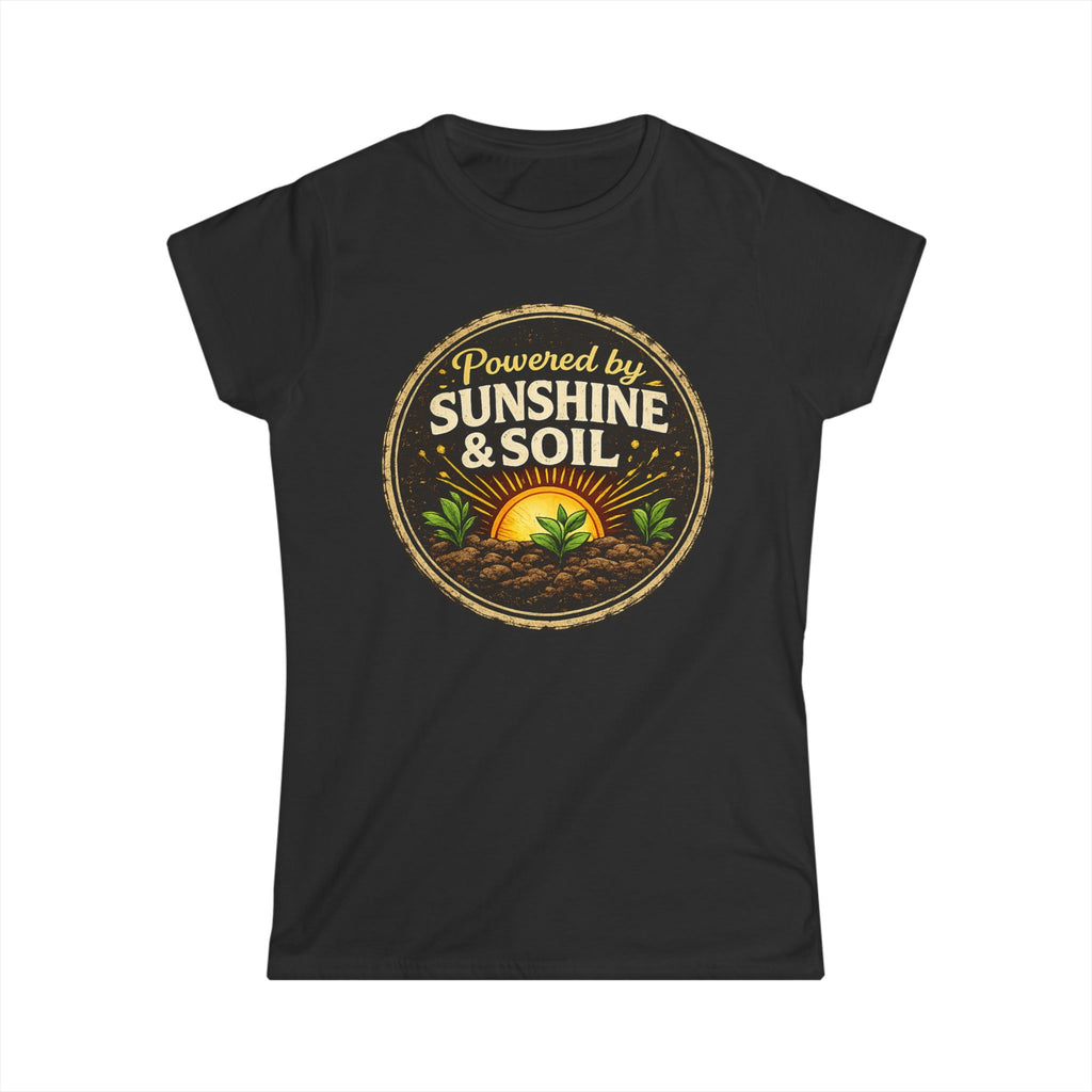 Powered by Sunshine & Soil  Vintage Garden Lovers Tee, Women's Softstyle Tee, Women’s Gardening Tee, Gardener Gift, Plant Lover T-Shirt, Garden Life Shirt