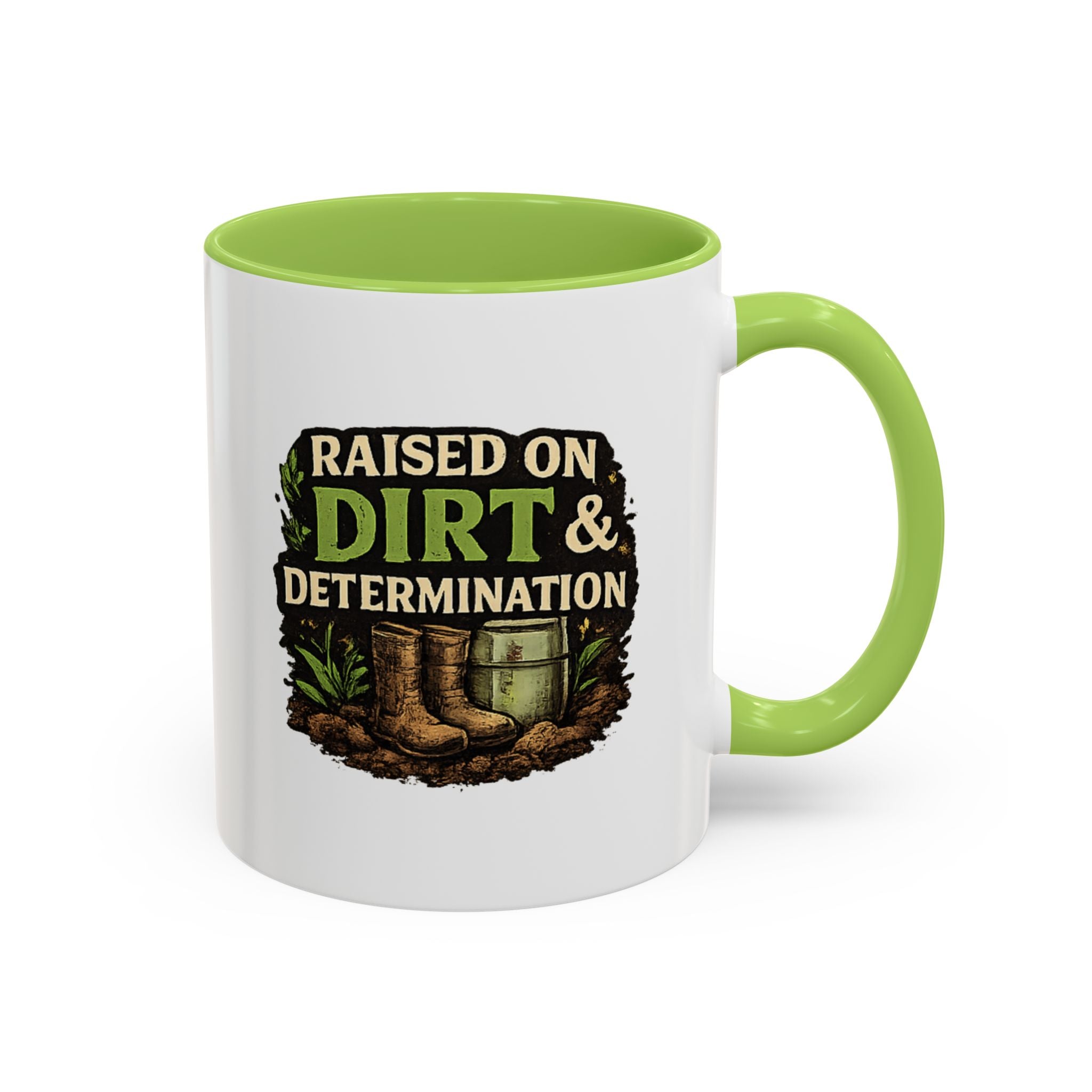 Raised on Dirt & Determination Coffee Mug — Garden Lover Coffee Mug, Gardener Gift, Plant Lover Cup, Gardening Mug