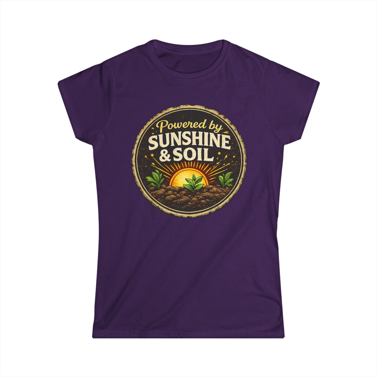 Powered by Sunshine & Soil  Vintage Garden Lovers Tee, Women's Softstyle Tee, Women’s Gardening Tee, Gardener Gift, Plant Lover T-Shirt, Garden Life Shirt