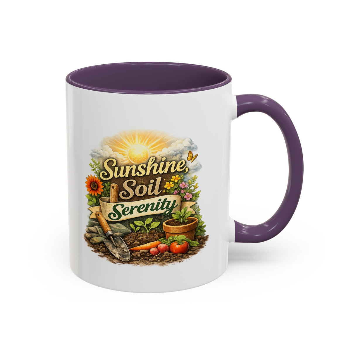 Sunshine Soil Serenity Coffee Mug — Garden Lover Coffee Mug, Gardener Gift, Plant Lover Cup, Gardening Mug