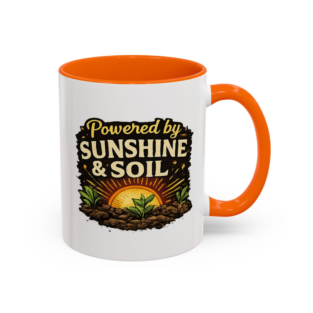 Powered by Sunshine & Soil Mug, Garden Lover Coffee Mug, Gardener Gift, Plant Lover Cup, Gardening Mug