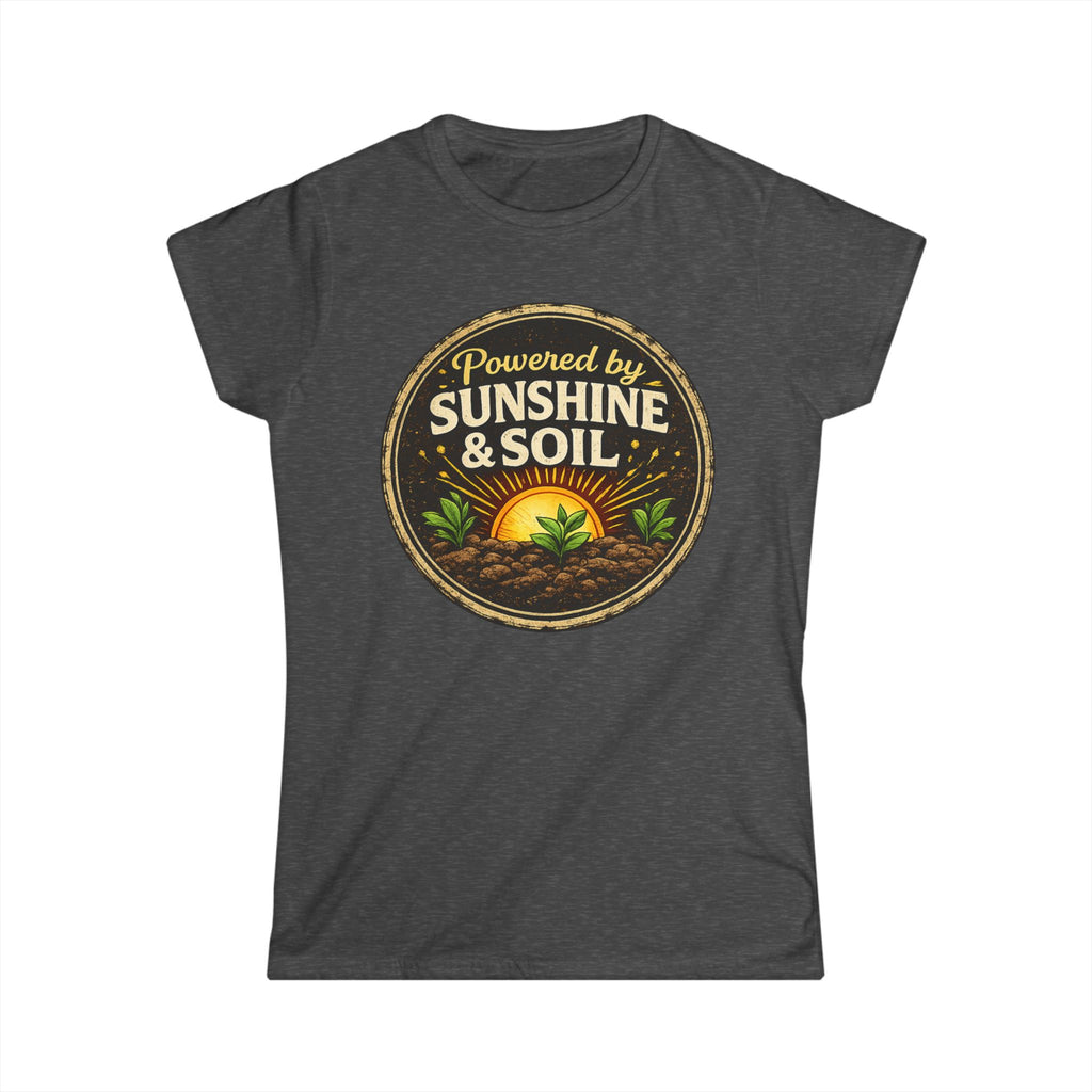 Powered by Sunshine & Soil  Vintage Garden Lovers Tee, Women's Softstyle Tee, Women’s Gardening Tee, Gardener Gift, Plant Lover T-Shirt, Garden Life Shirt