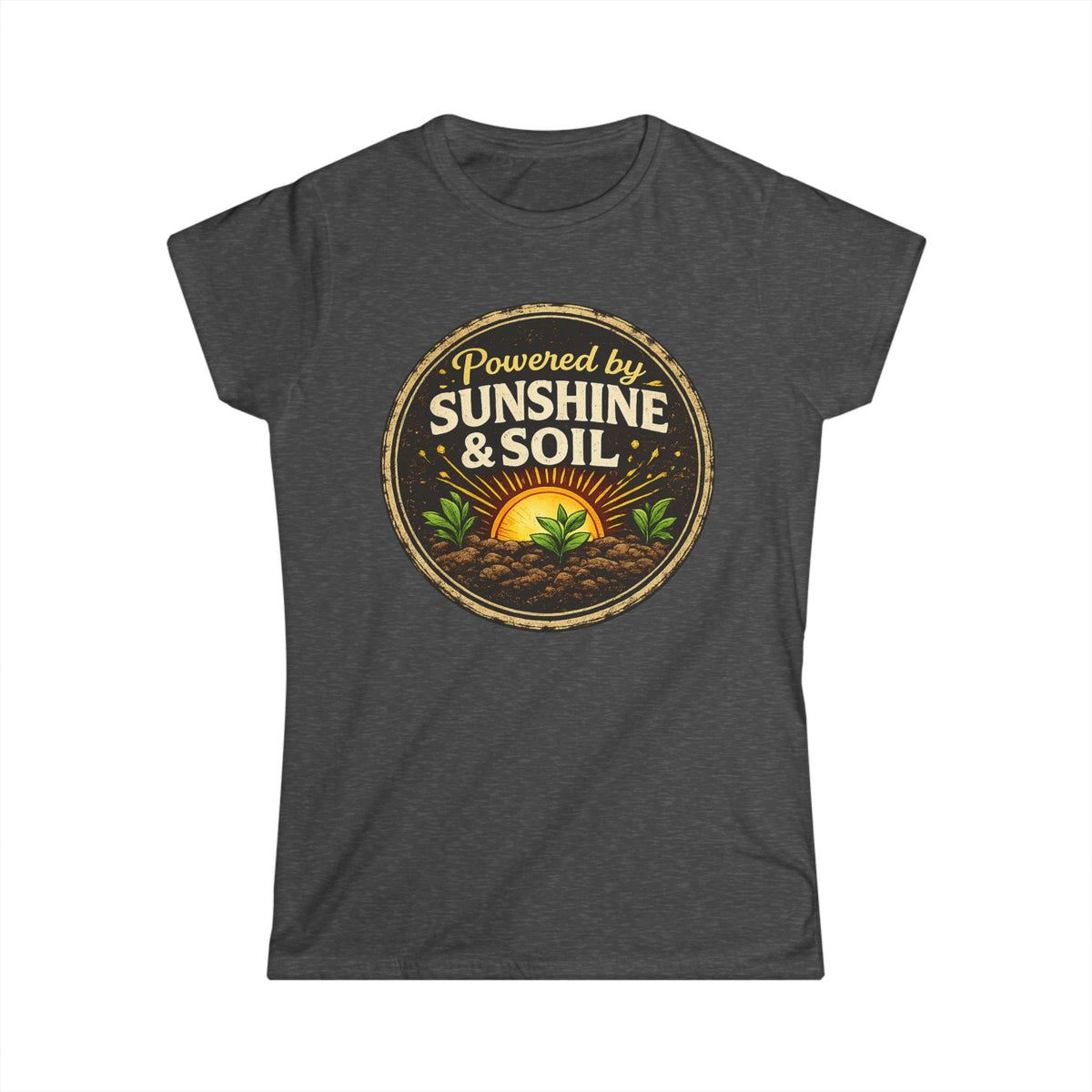 Powered by Sunshine & Soil  Vintage Garden Lovers Tee, Women's Softstyle Tee, Women’s Gardening Tee, Gardener Gift, Plant Lover T-Shirt, Garden Life Shirt
