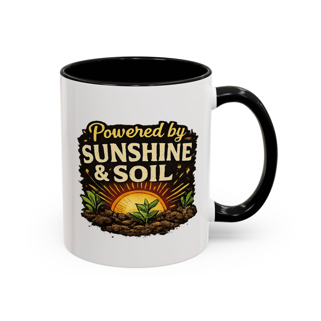 Powered by Sunshine & Soil Mug, Garden Lover Coffee Mug, Gardener Gift, Plant Lover Cup, Gardening Mug