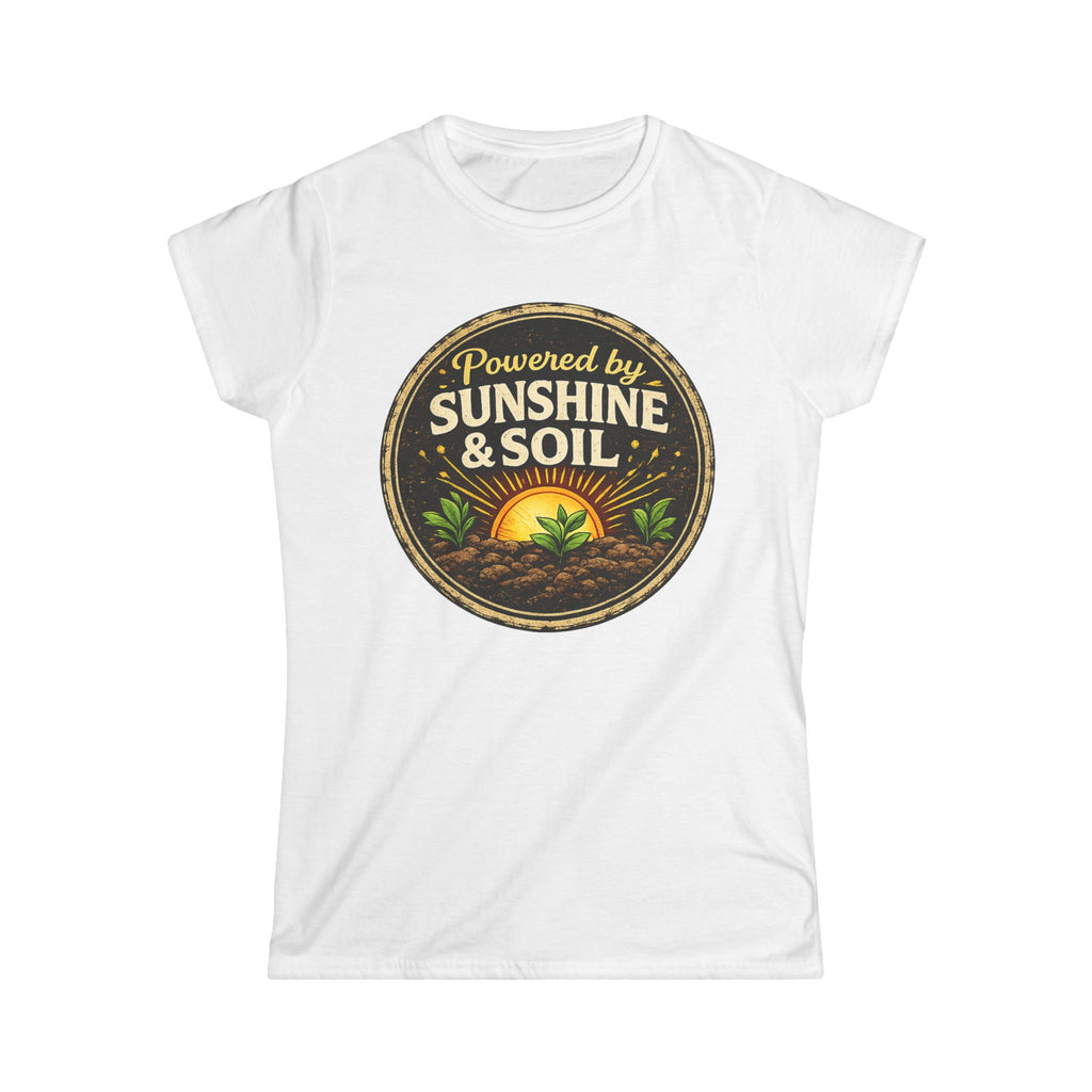 Powered by Sunshine & Soil  Vintage Garden Lovers Tee, Women's Softstyle Tee, Women’s Gardening Tee, Gardener Gift, Plant Lover T-Shirt, Garden Life Shirt