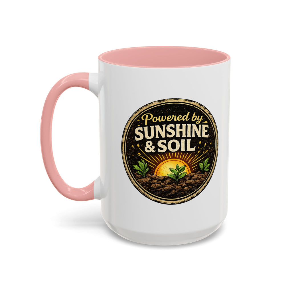 Powered by Sunshine & Soil Coffee Mug, Garden Lover Coffee Mug, Gardener Gift, Plant Lover Cup, Gardening Mug