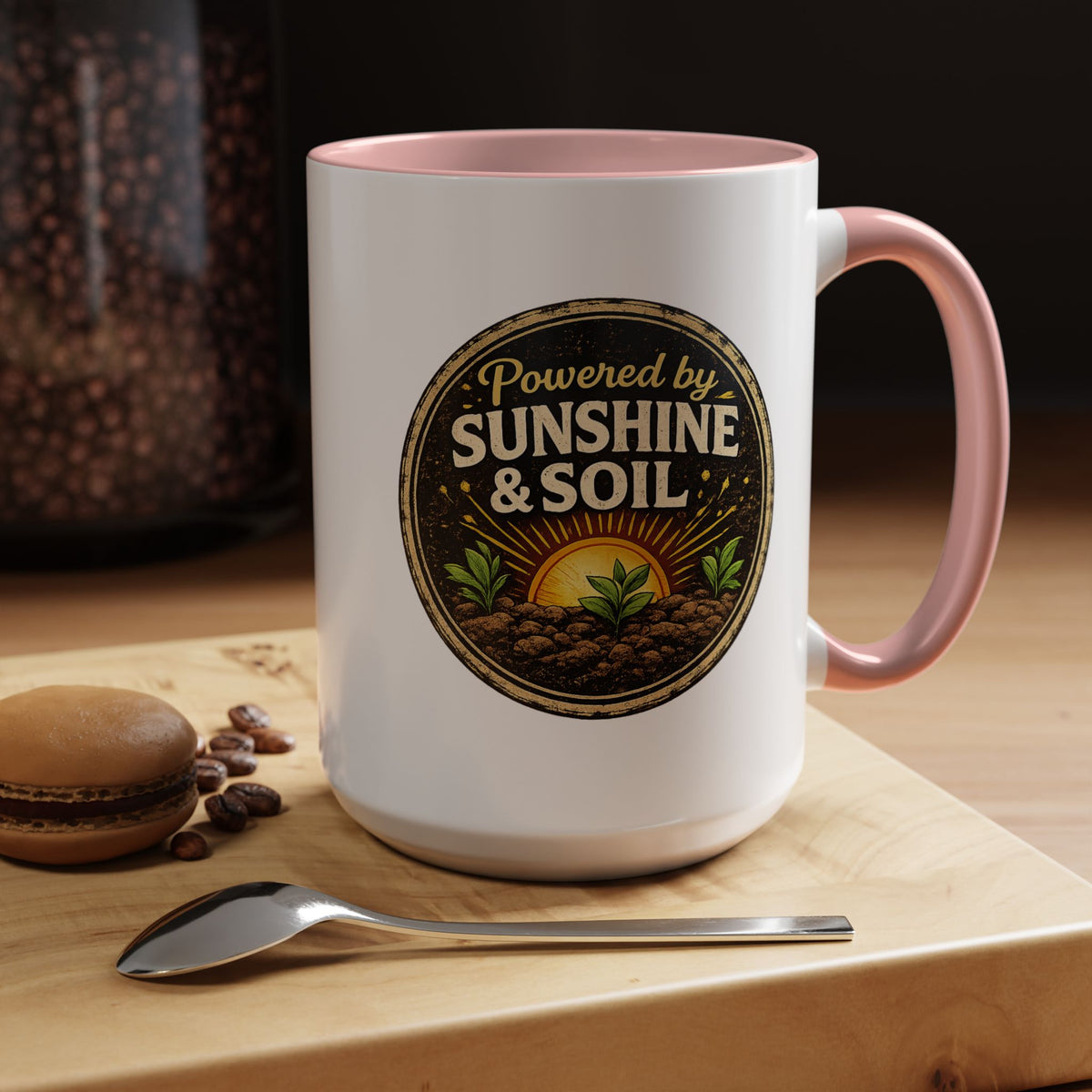 Powered by Sunshine & Soil Coffee Mug, Garden Lover Coffee Mug, Gardener Gift, Plant Lover Cup, Gardening Mug