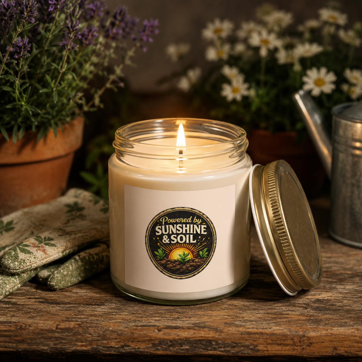 Powered by Sunshine & Soil ~ Jar Candle  | Garden Lovers Candle | Scented Candle | Garden Inspired Gift | Nature Inspired Gift