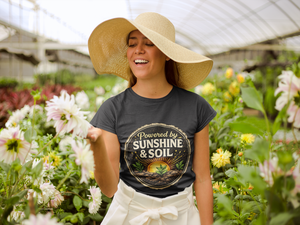 Powered by Sunshine & Soil  Vintage Garden Lovers Tee, Women's Softstyle Tee, Women’s Gardening Tee, Gardener Gift, Plant Lover T-Shirt, Garden Life Shirt