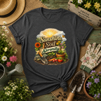 Sunshine, Soil & Serenity  Vintage Garden Lovers Tee, Women's Softstyle Tee, Women’s Gardening Tee, Gardener Gift, Plant Lover T-Shirt, Garden Life Shirt