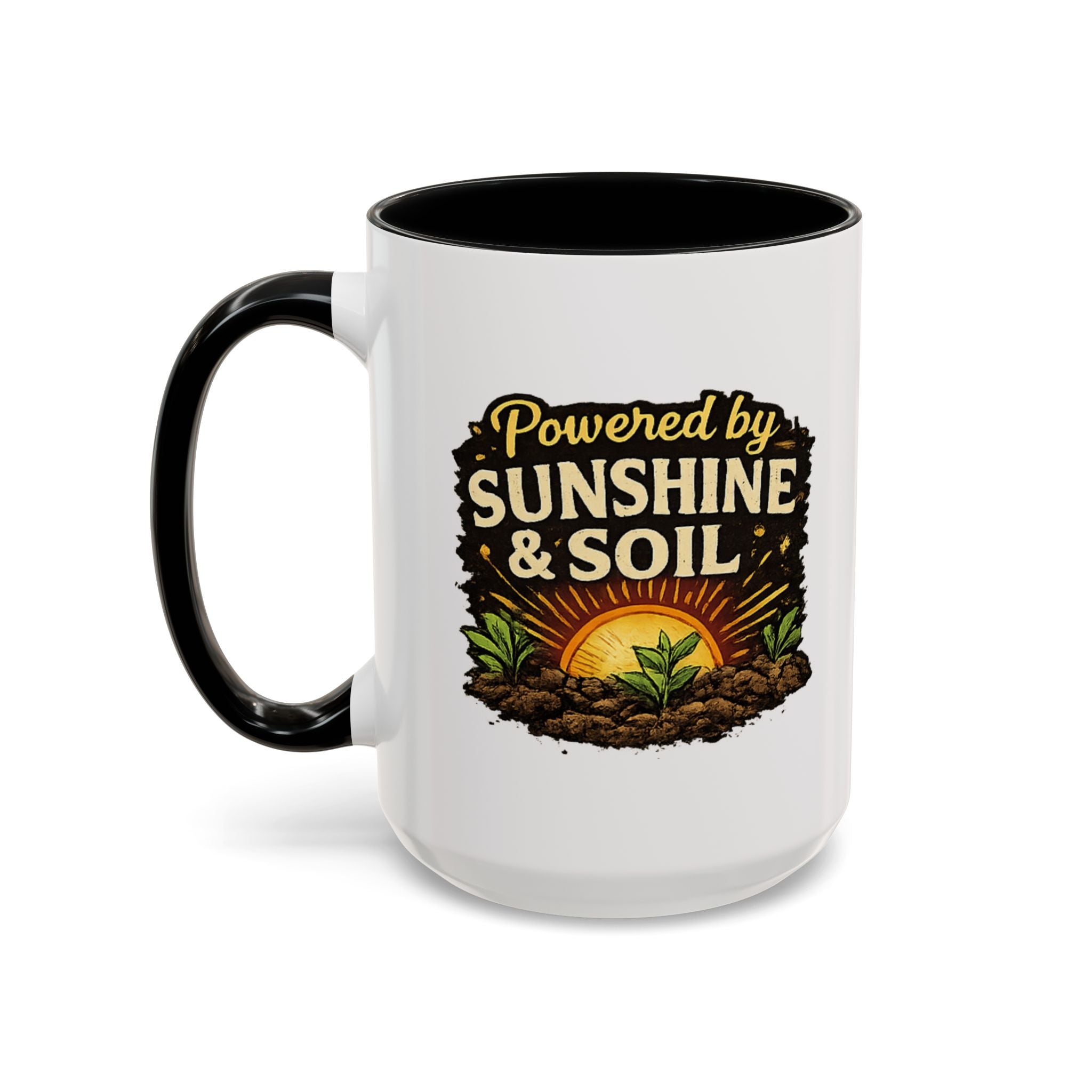 Powered by Sunshine & Soil Mug, Garden Lover Coffee Mug, Gardener Gift, Plant Lover Cup, Gardening Mug