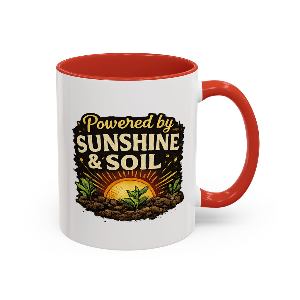 Powered by Sunshine & Soil Mug, Garden Lover Coffee Mug, Gardener Gift, Plant Lover Cup, Gardening Mug