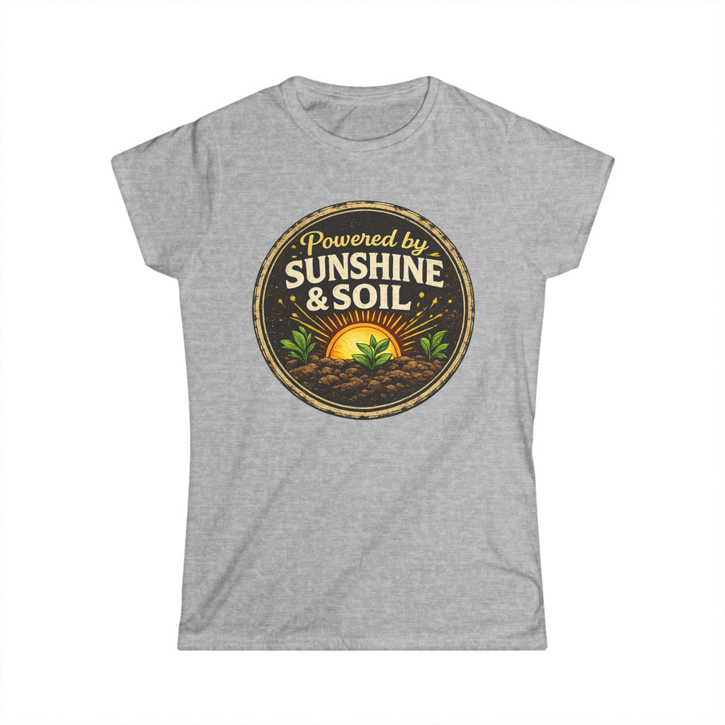 Powered by Sunshine & Soil  Vintage Garden Lovers Tee, Women's Softstyle Tee, Women’s Gardening Tee, Gardener Gift, Plant Lover T-Shirt, Garden Life Shirt