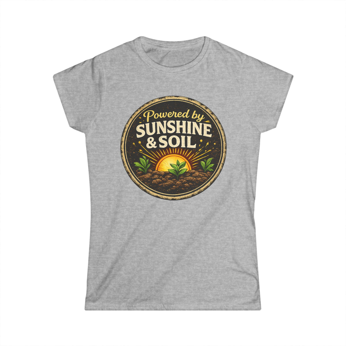 Powered by Sunshine & Soil  Vintage Garden Lovers Tee, Women's Softstyle Tee, Women’s Gardening Tee, Gardener Gift, Plant Lover T-Shirt, Garden Life Shirt