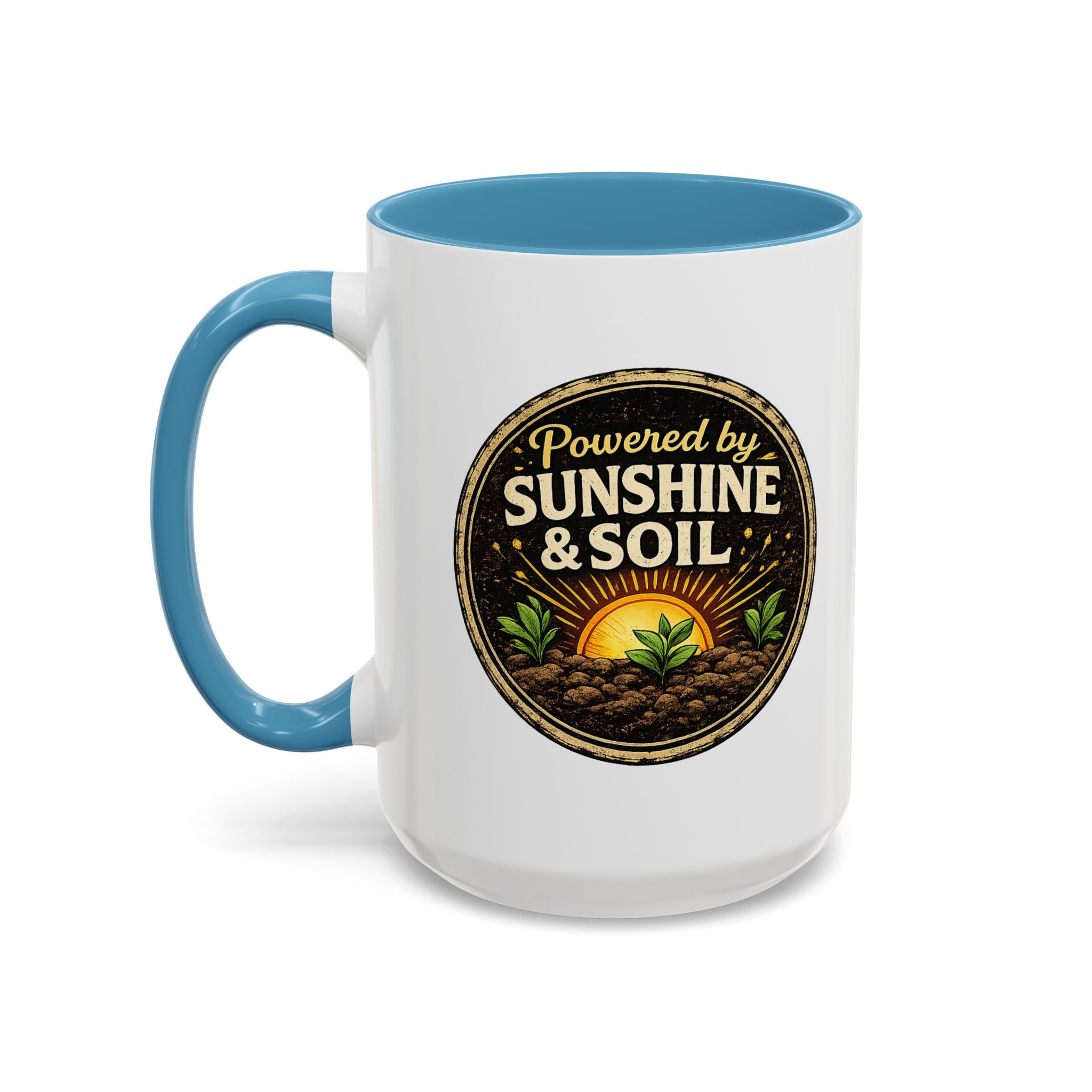 Powered by Sunshine & Soil Coffee Mug, Garden Lover Coffee Mug, Gardener Gift, Plant Lover Cup, Gardening Mug