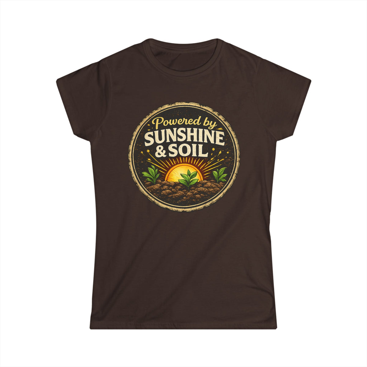 Powered by Sunshine & Soil  Vintage Garden Lovers Tee, Women's Softstyle Tee, Women’s Gardening Tee, Gardener Gift, Plant Lover T-Shirt, Garden Life Shirt