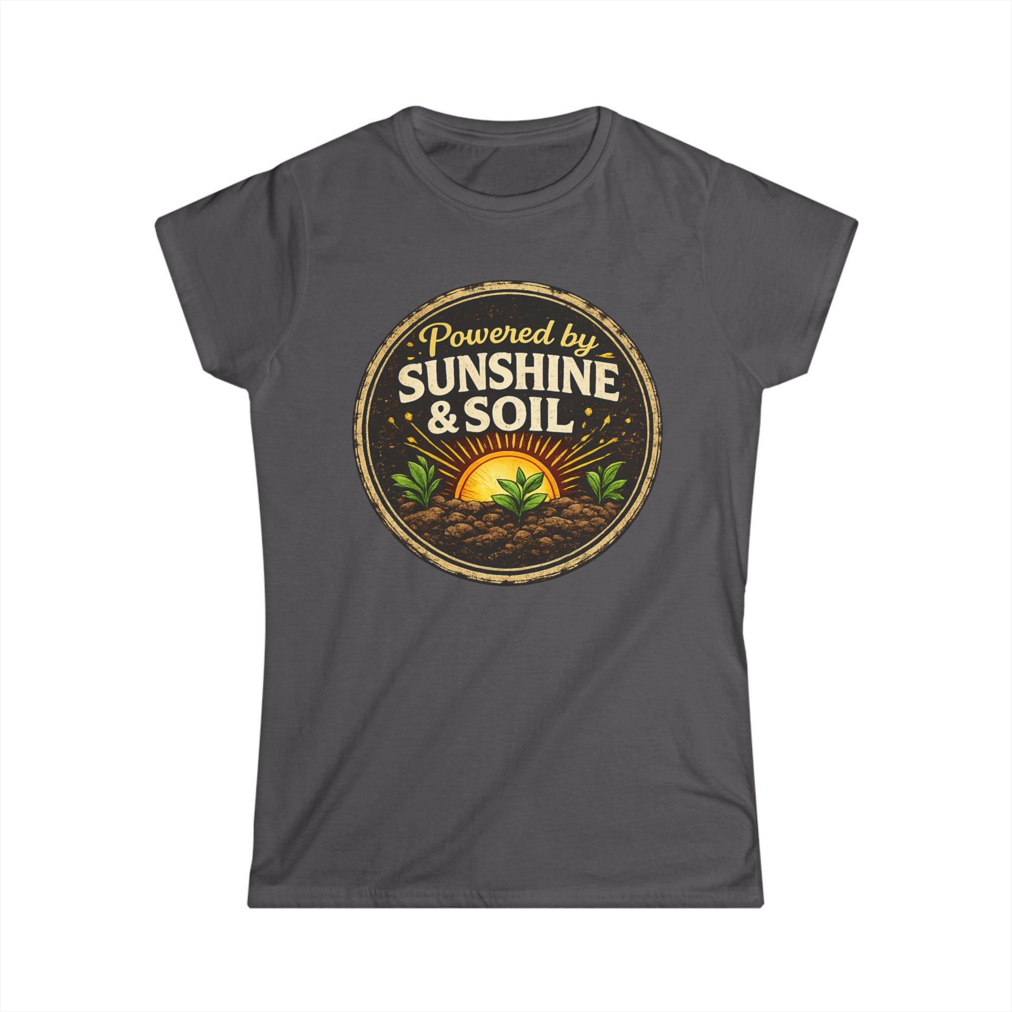 Powered by Sunshine & Soil  Vintage Garden Lovers Tee, Women's Softstyle Tee, Women’s Gardening Tee, Gardener Gift, Plant Lover T-Shirt, Garden Life Shirt