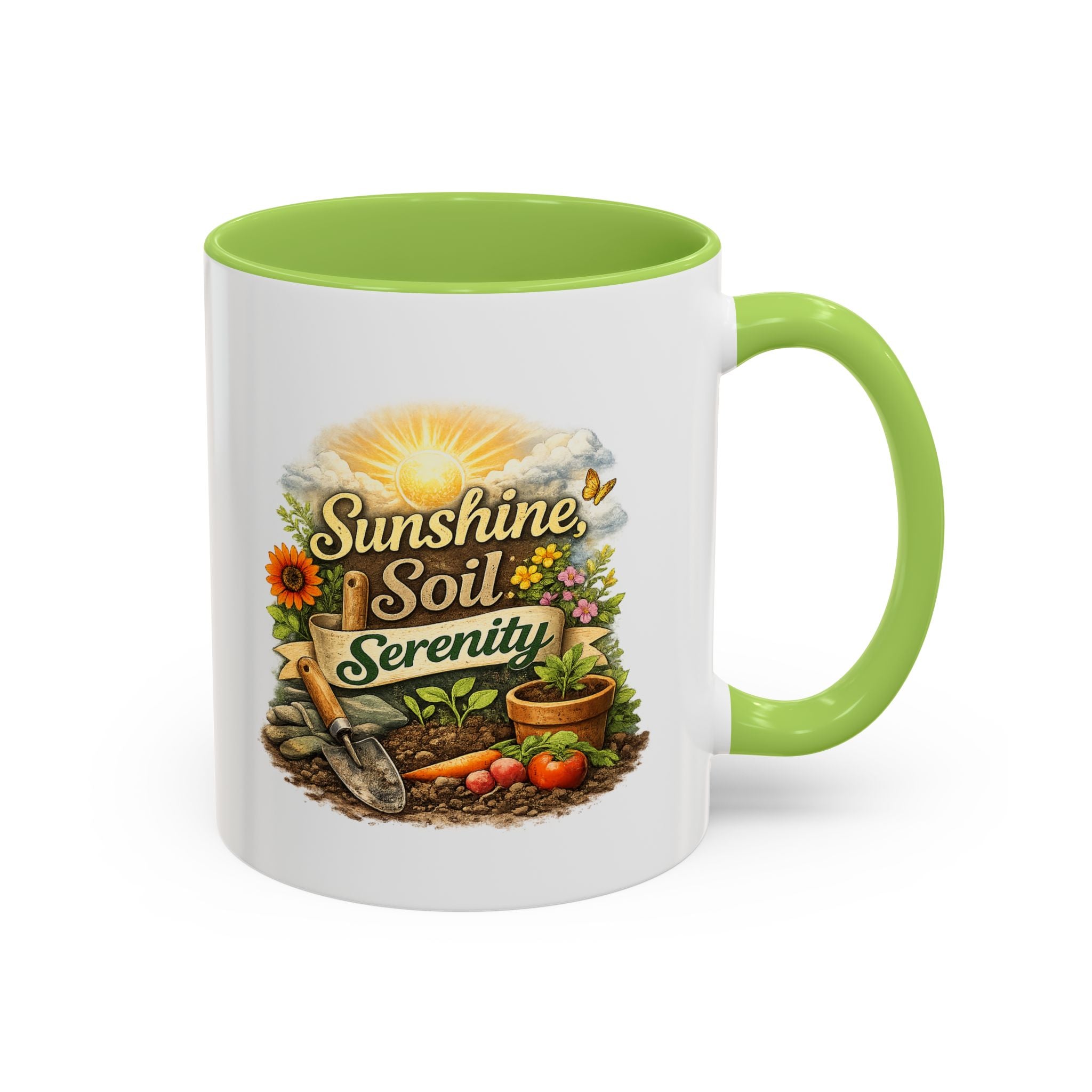 Sunshine Soil Serenity Coffee Mug — Garden Lover Coffee Mug, Gardener Gift, Plant Lover Cup, Gardening Mug