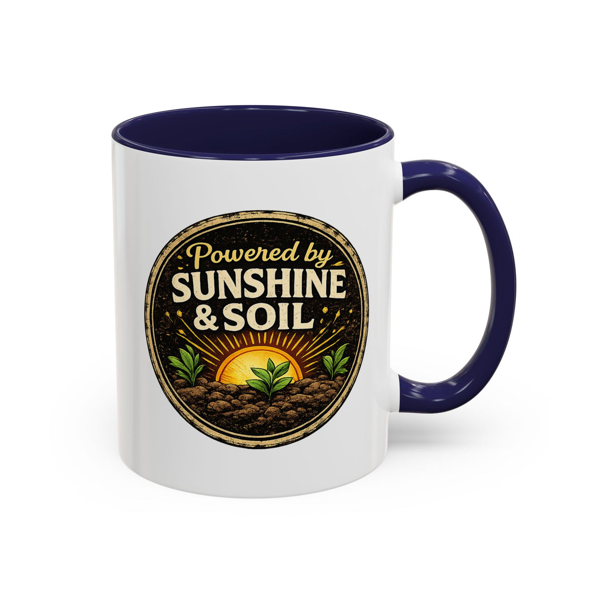 Powered by Sunshine & Soil Coffee Mug, Garden Lover Coffee Mug, Gardener Gift, Plant Lover Cup, Gardening Mug