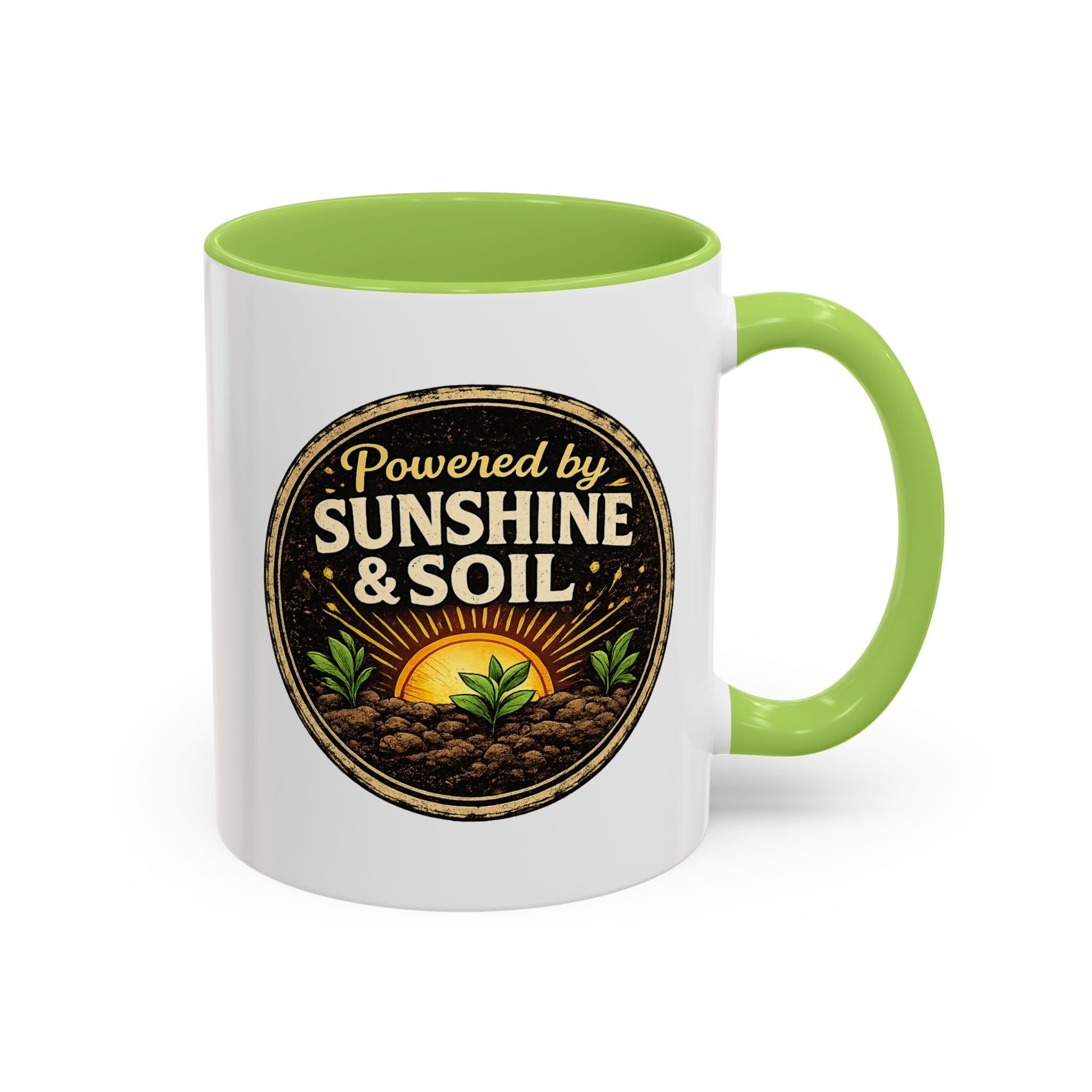 Powered by Sunshine & Soil Coffee Mug, Garden Lover Coffee Mug, Gardener Gift, Plant Lover Cup, Gardening Mug