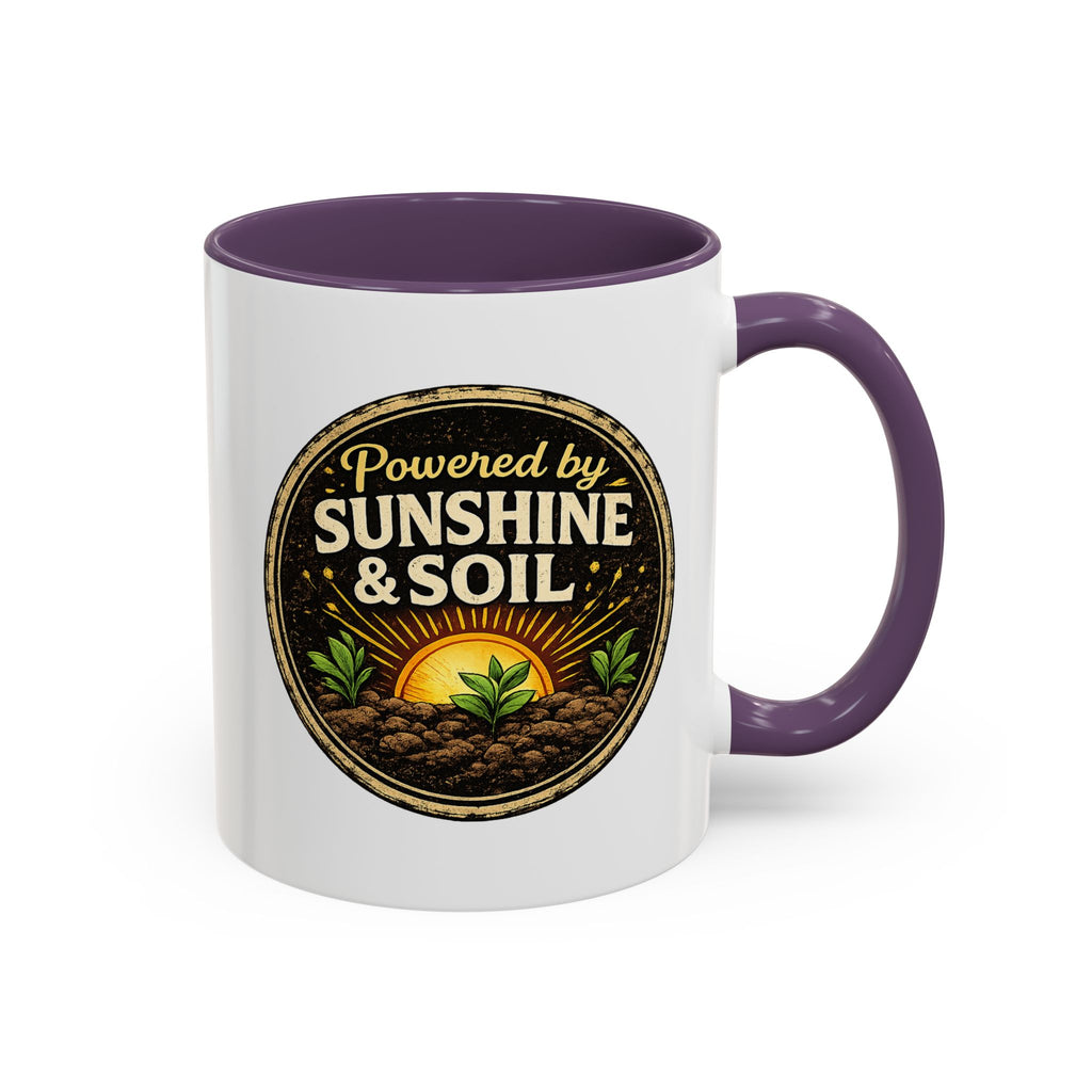 Powered by Sunshine & Soil Coffee Mug, Garden Lover Coffee Mug, Gardener Gift, Plant Lover Cup, Gardening Mug