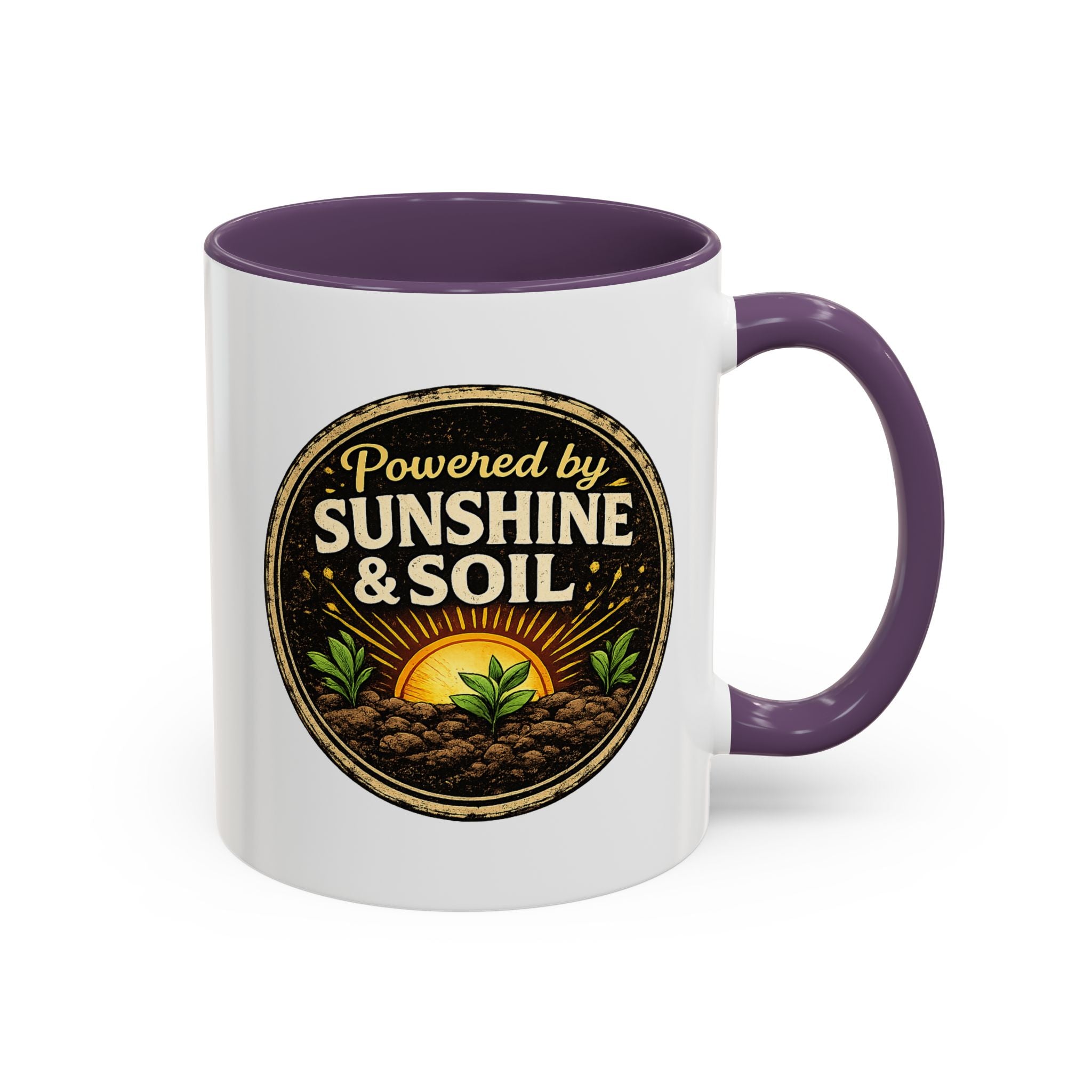 Powered by Sunshine & Soil Coffee Mug, Garden Lover Coffee Mug, Gardener Gift, Plant Lover Cup, Gardening Mug