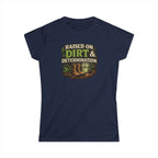 Raised on Dirt & Determination Vintage Garden Lovers Tee, Women's Softstyle Tee, Women’s Gardening Tee, Gardener Gift, Plant Lover T-Shirt, Garden Life Shirt