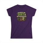 Raised on Dirt & Determination Vintage Garden Lovers Tee, Women's Softstyle Tee, Women’s Gardening Tee, Gardener Gift, Plant Lover T-Shirt, Garden Life Shirt